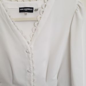 Karl Lagerfeld Button Down Blouse Cinch Waist